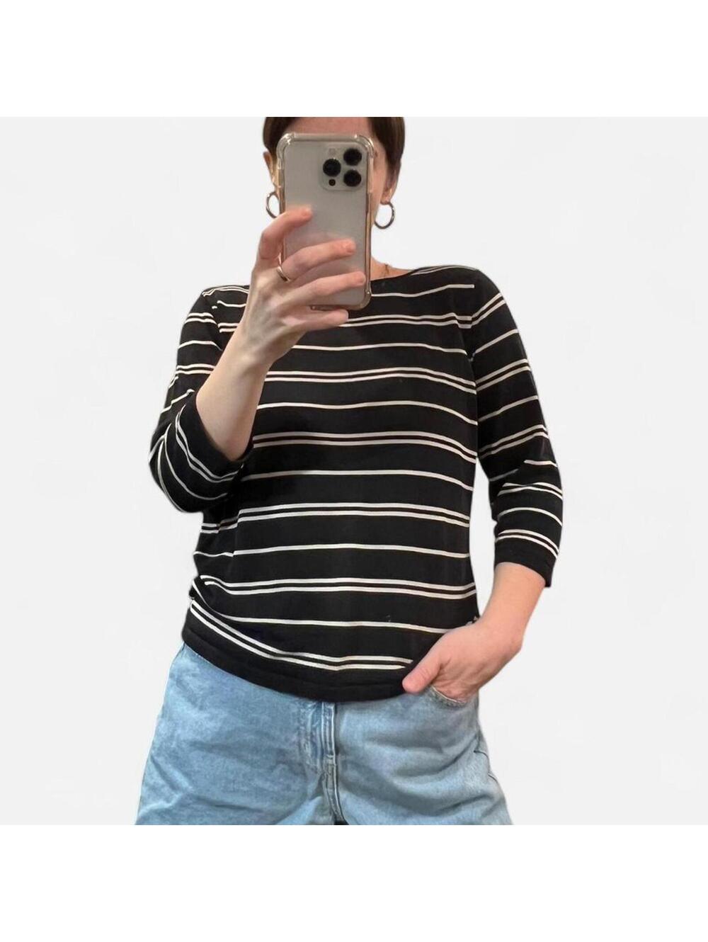 Vintage Talbots Silk Stripe Top 90s Minimalist